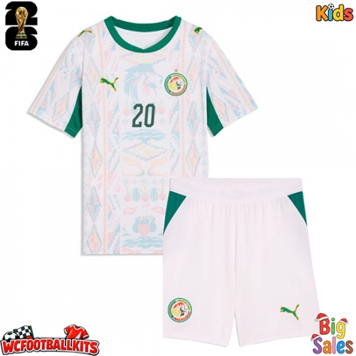 Senegal Habib Diallo #20 Replica Home Stadium Kit for Kids World Cup 2026 Short Sleeve (+ pants)
